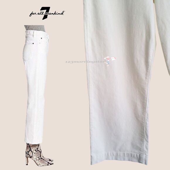 7 FOR ALL MANKIND NEW ALEXA Corduroy High Waist Crop Wide Leg Pant 33 - Picture 6 of 11